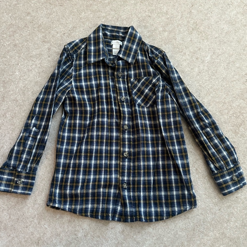 Monsoon Blue and Yellow Plaid Kids Button Down Shirt